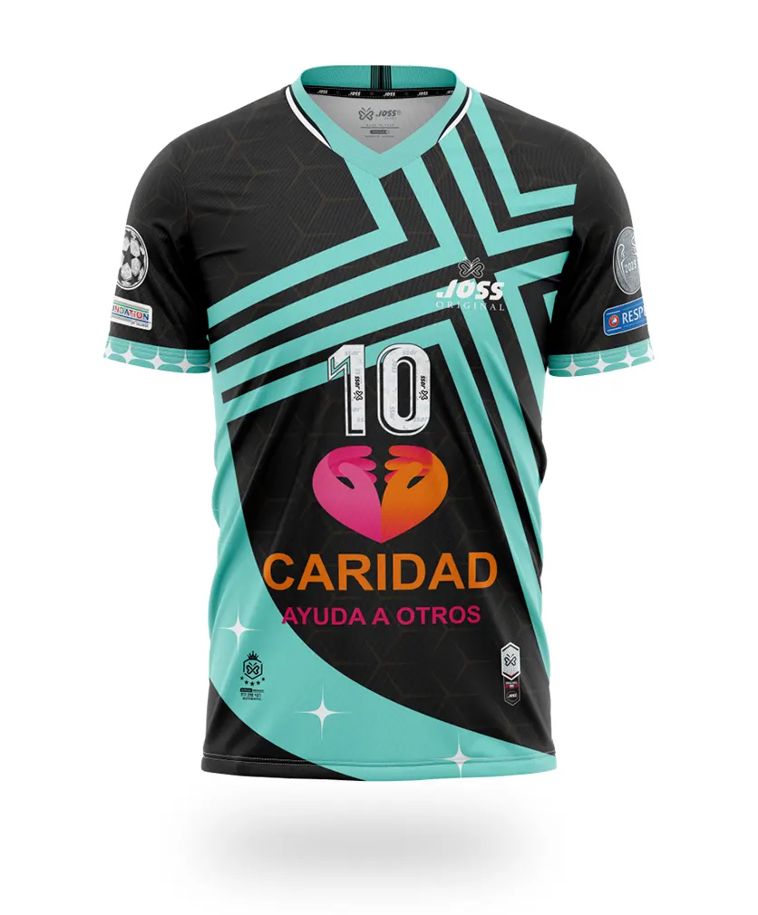 Camiseta de Varon en cuello V 100% estampado digital - sublimado y personalizado 