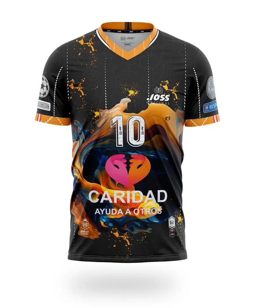 Camiseta de Varon en cuello V 100% estampado digital - sublimado y personalizado 